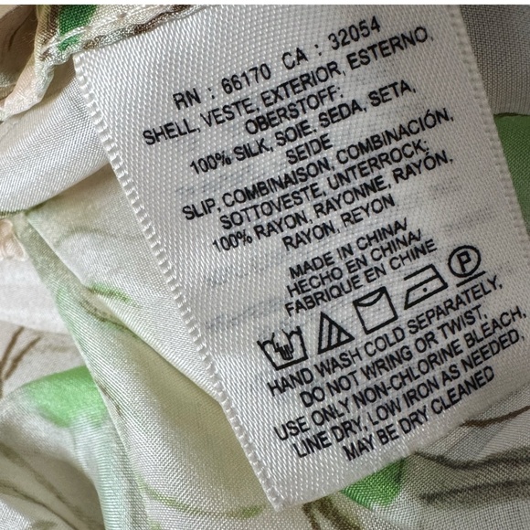 Anthropologie Vanessa Virginia Silk Dress Rainforest High Low Hem Cream Ivory - Picture 16 of 16